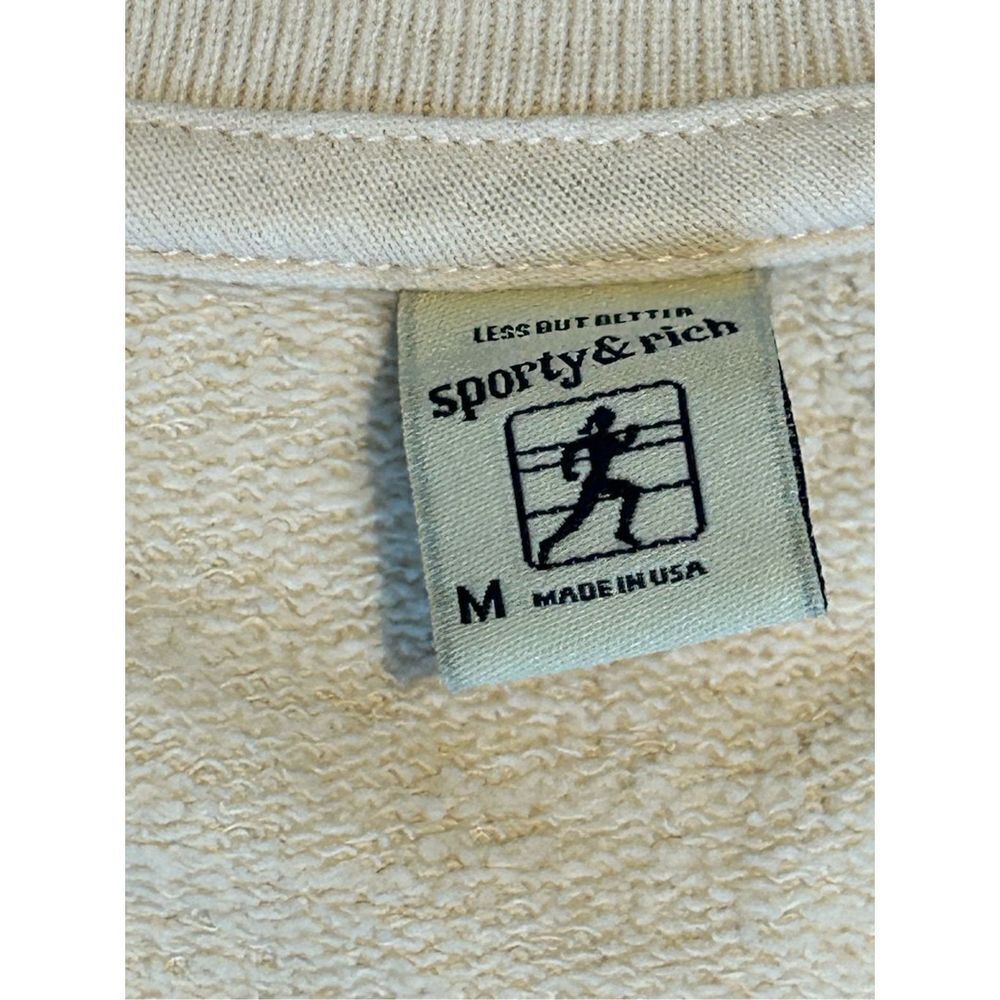 Sporty & Rich Italic Logo Sleeveless V-Neck Unisex Vest Beige Size Medium - Picture 7 of 7